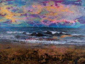 Starry Beach - beach painting original & print for sale