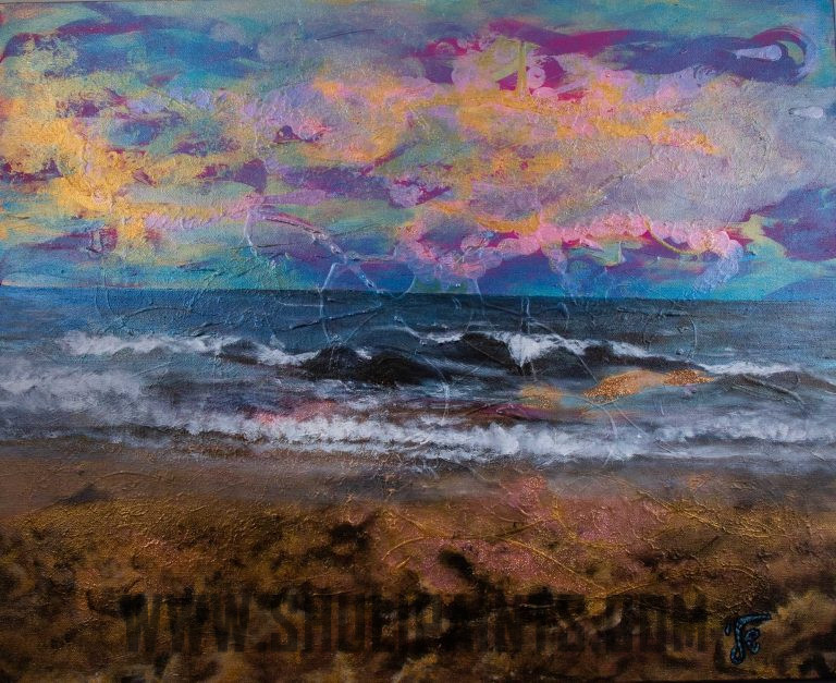 Starry Beach - beach painting original & print for sale